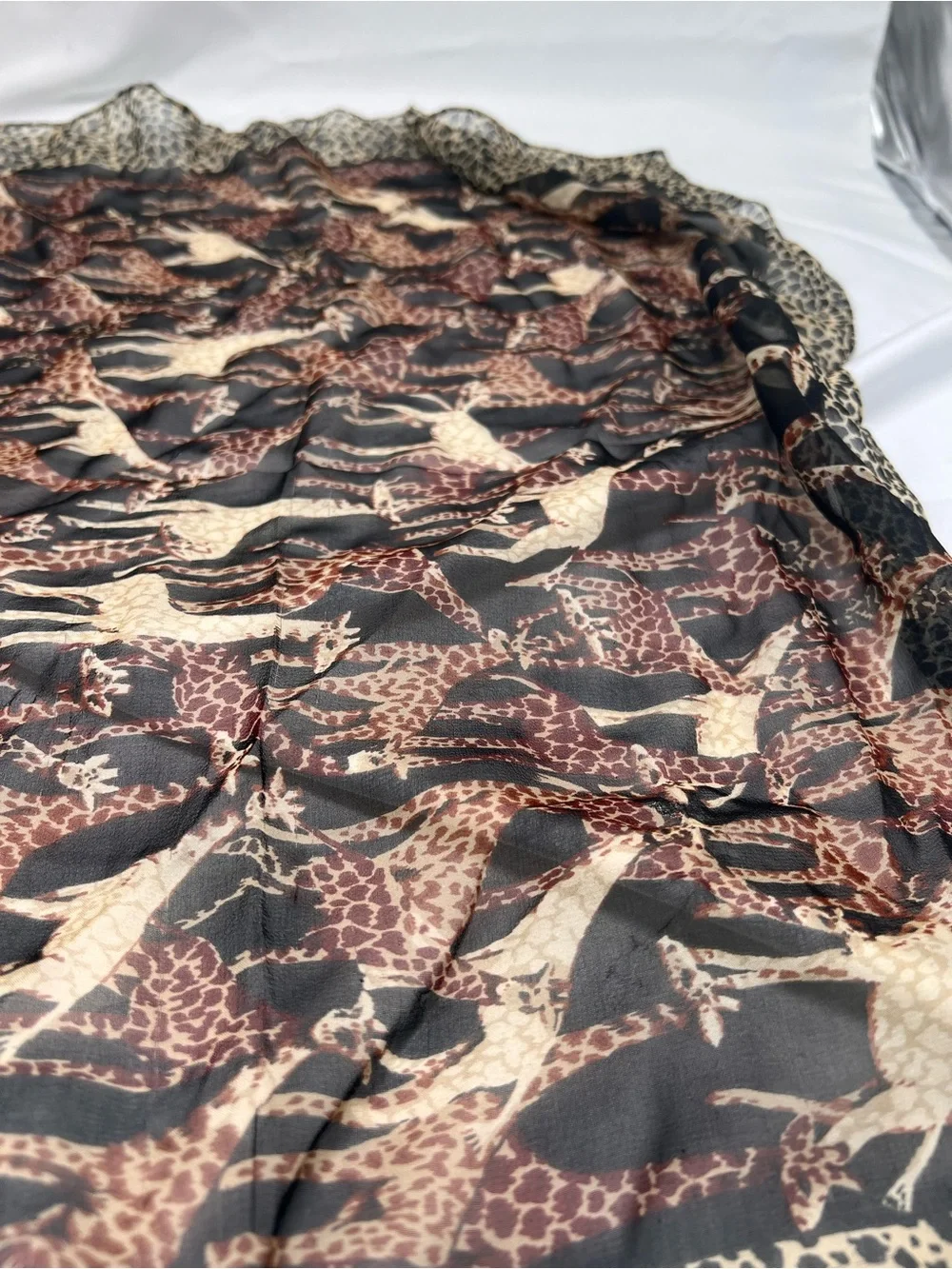 Animal Print Lightweight scarf Brown and Cream